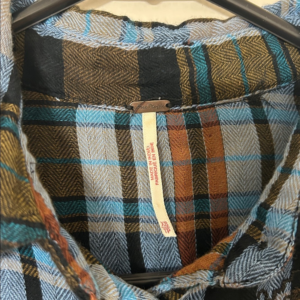 Free People Magical Plaid Embroidered Shirt Blue Size XS - Picture 5 of 10
